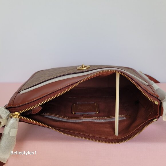COACH Chaise Signature Canvas & Leather Crossbody Bag-Tan Rust color - Picture 13 of 16
